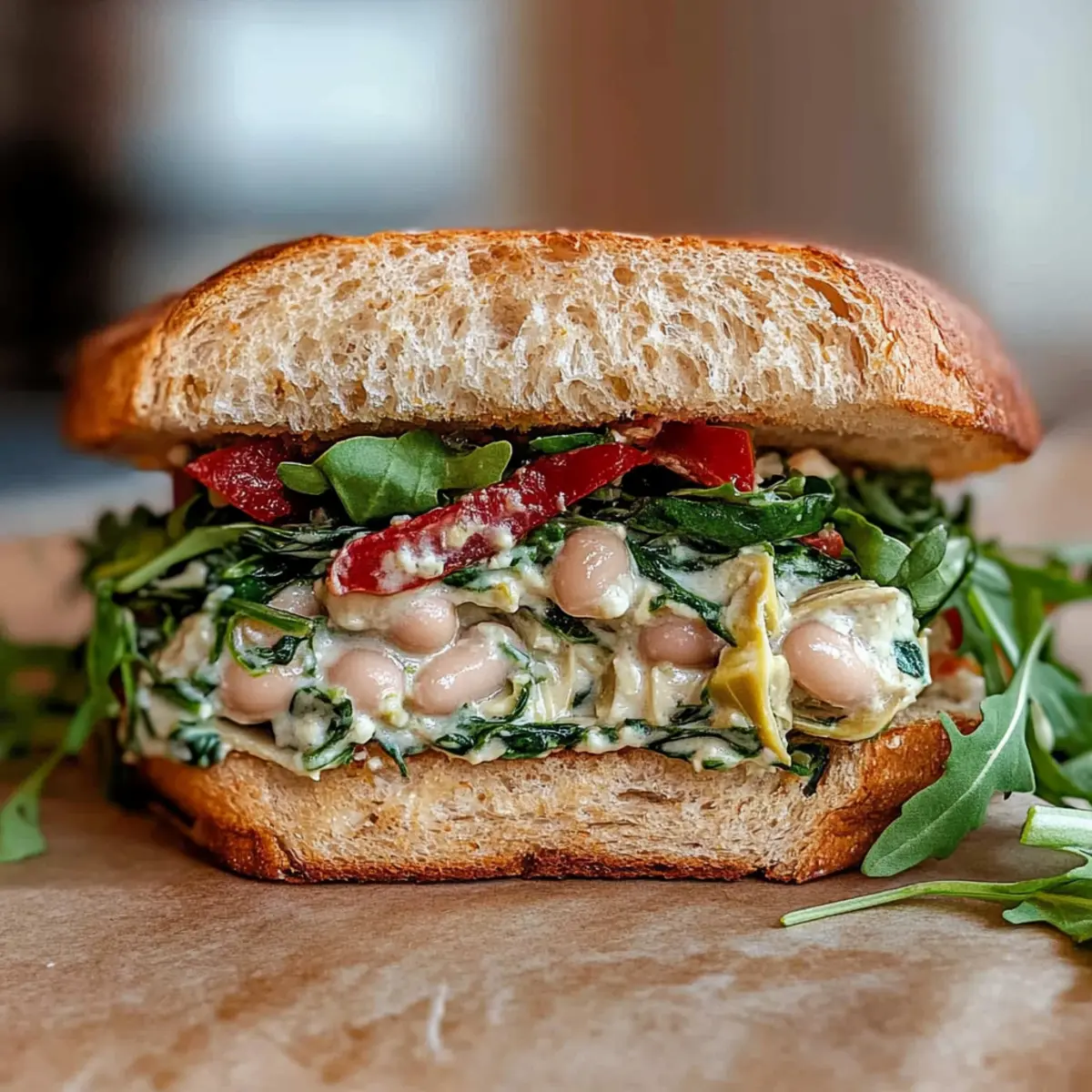 Spinach Artichoke White Bean Sandwich: Deliciously Hearty Vegan Delight