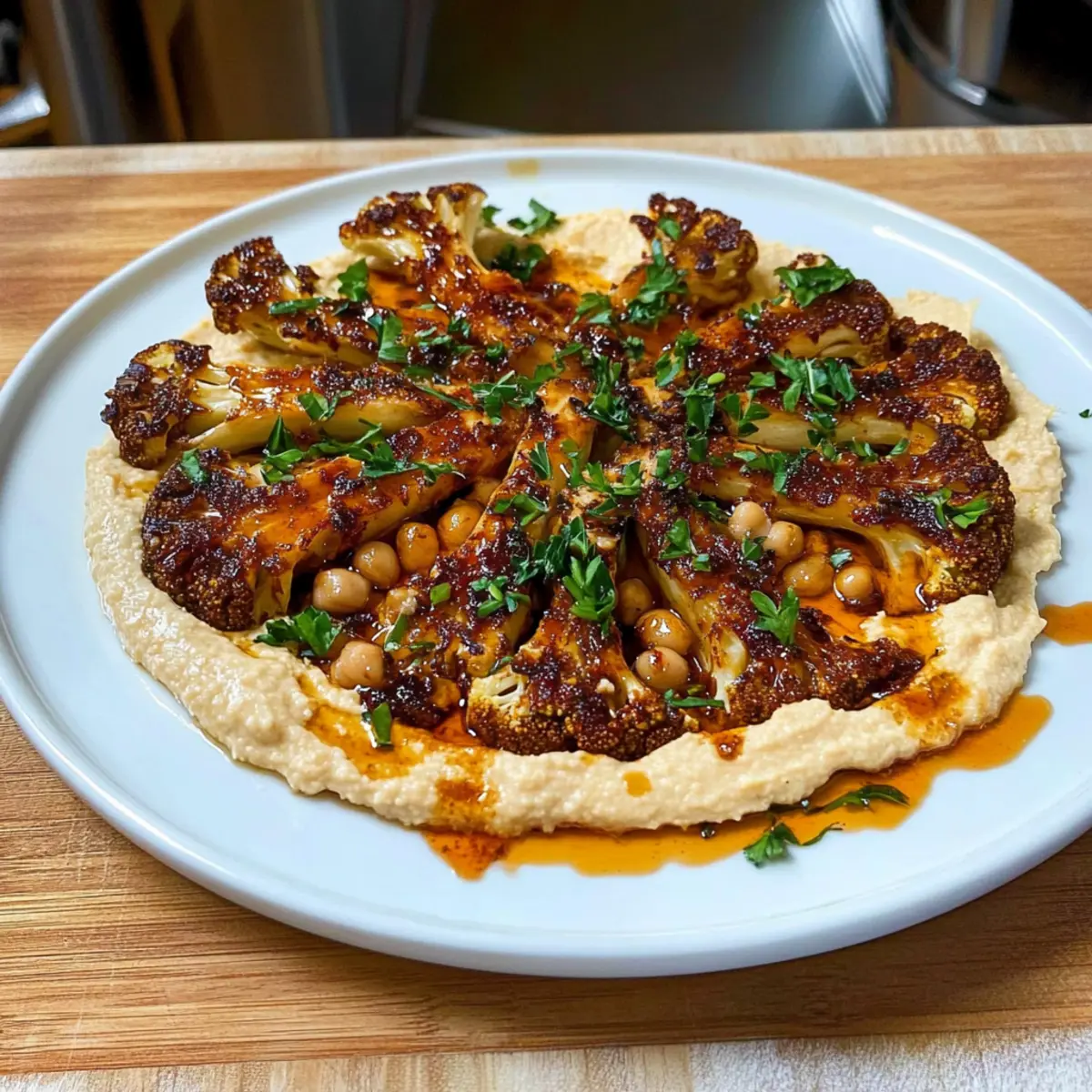Roasted Cauliflower Steaks with Creamy Chickpea Hummus Delight