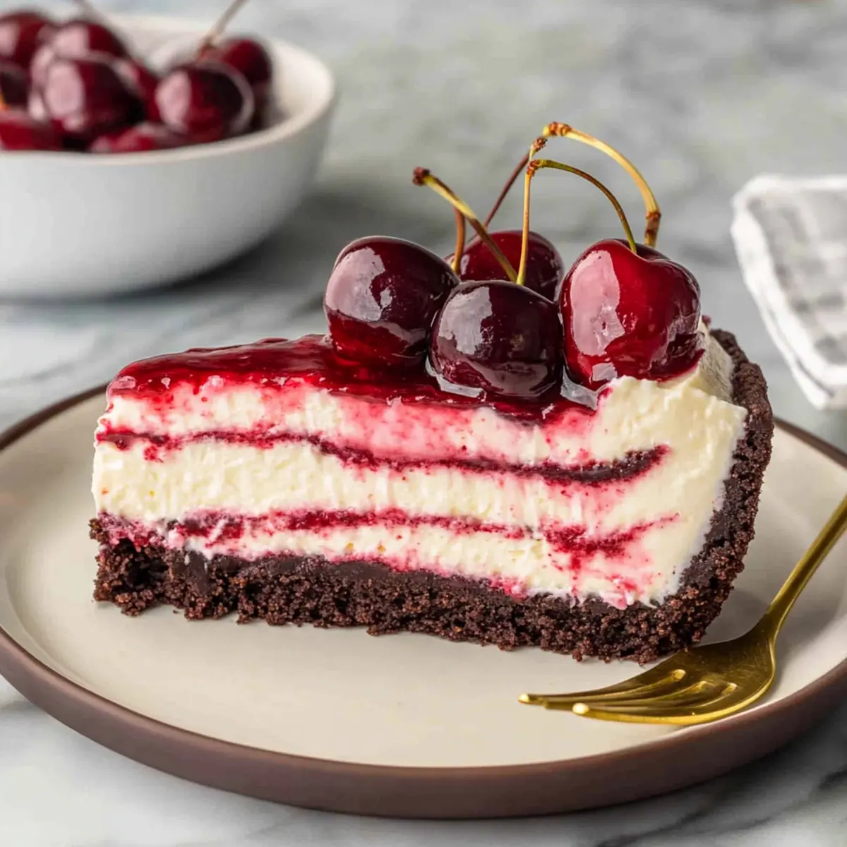 Delicious No-Bake Cherry Ripple Cheesecake in Just Minutes