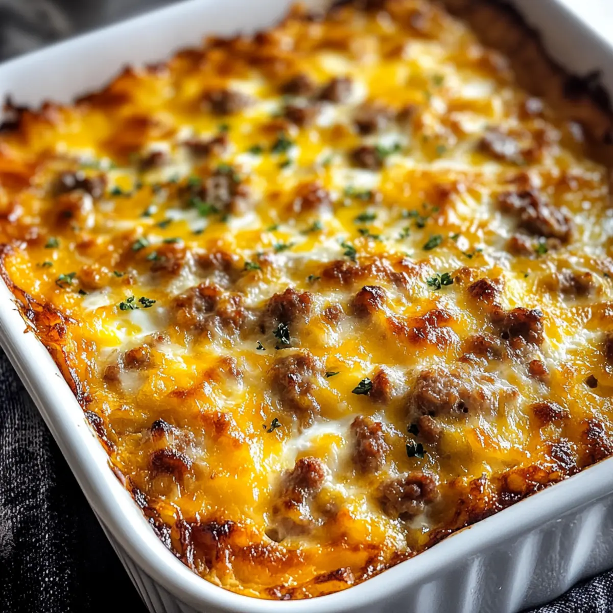 Sausage, Egg, and Cream Cheese Hashbrown Casserole Delight