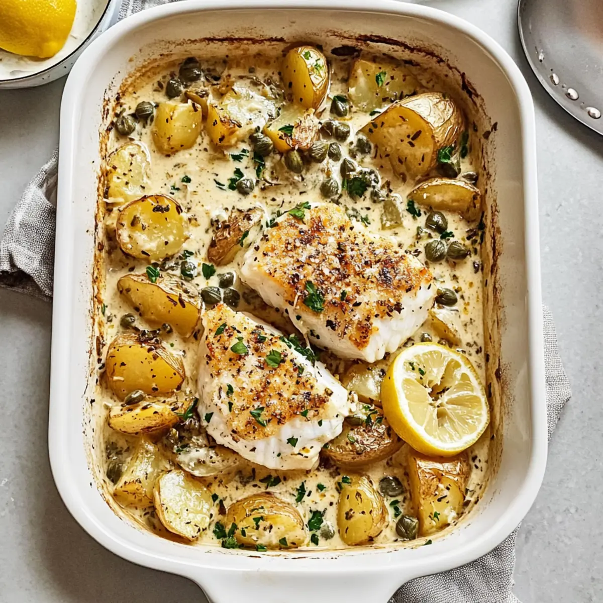 Cod & Potatoes in Rosemary Cream Sauce for Spring Bliss