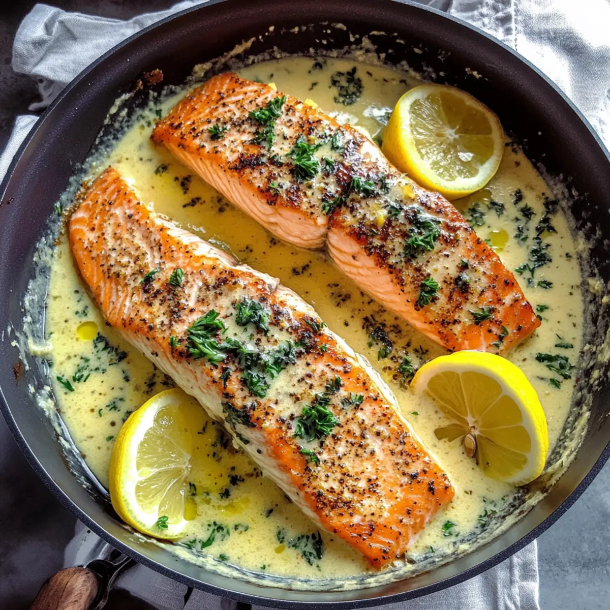 Delicious Baked Salmon with Lemon Butter Cream Sauce Bliss