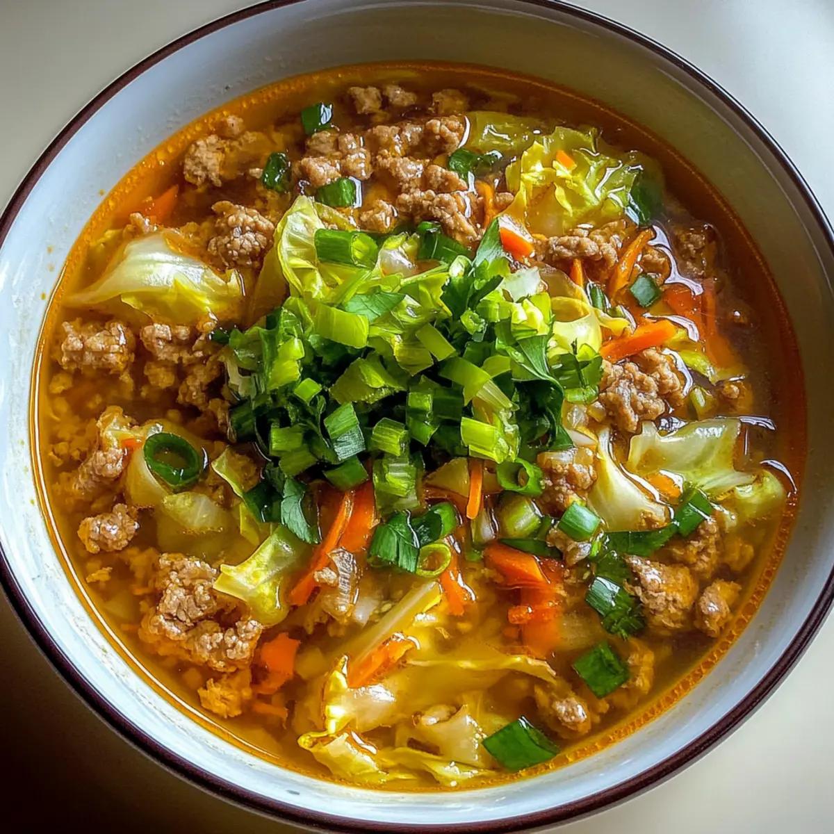 Savor Egg Roll Soup with Green Onions and Ginger for Cozy Nights