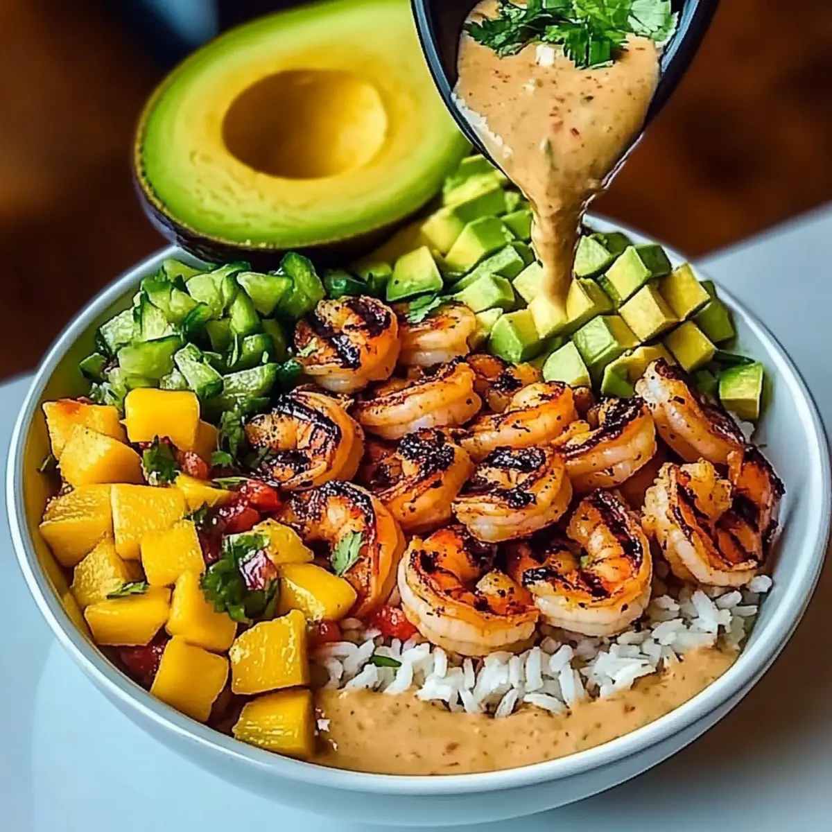 Tropical Shrimp and Avocado Bowls with Mango Salsa Delight