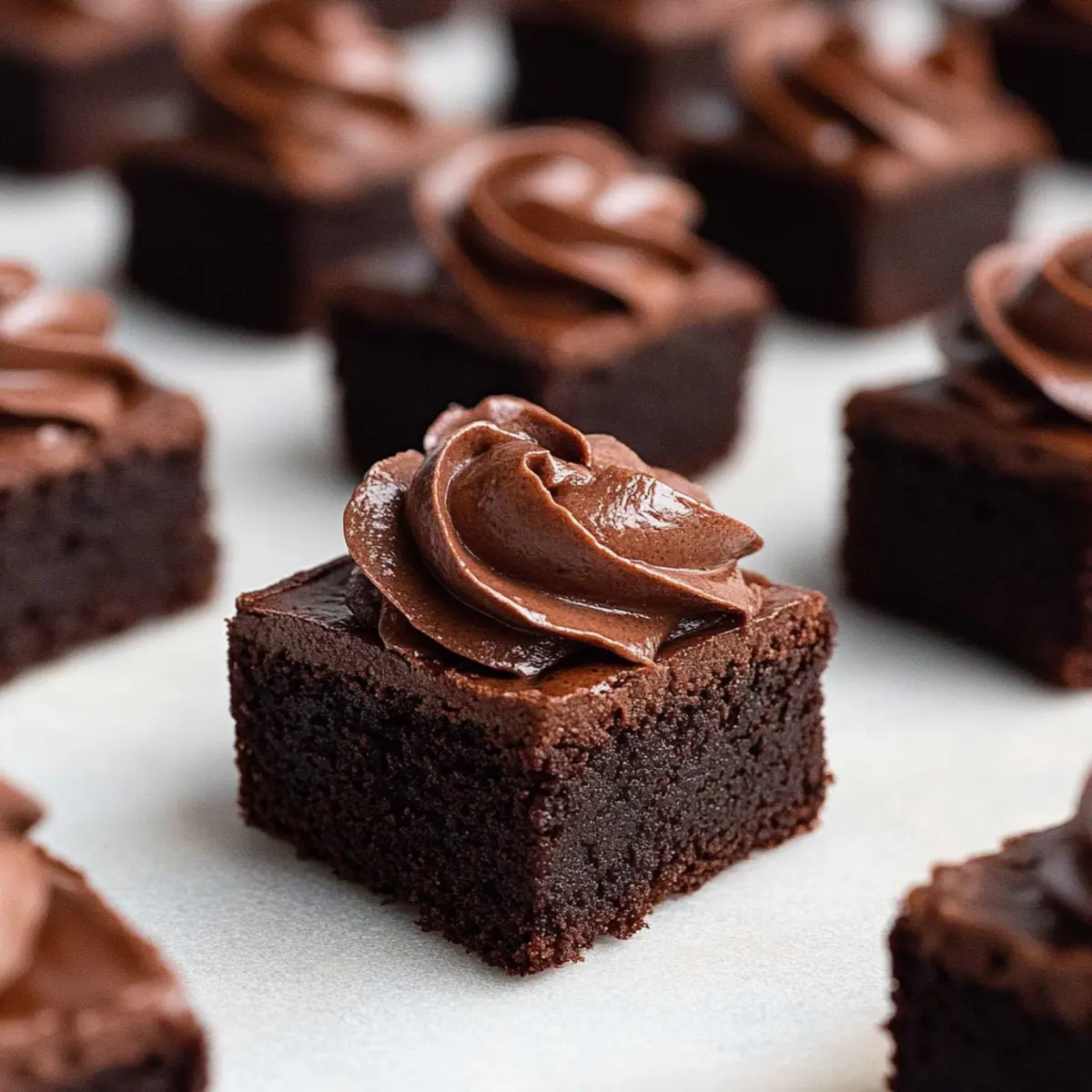 Fudgy Brownie Bites with Whipped Chocolate Ganache Bliss