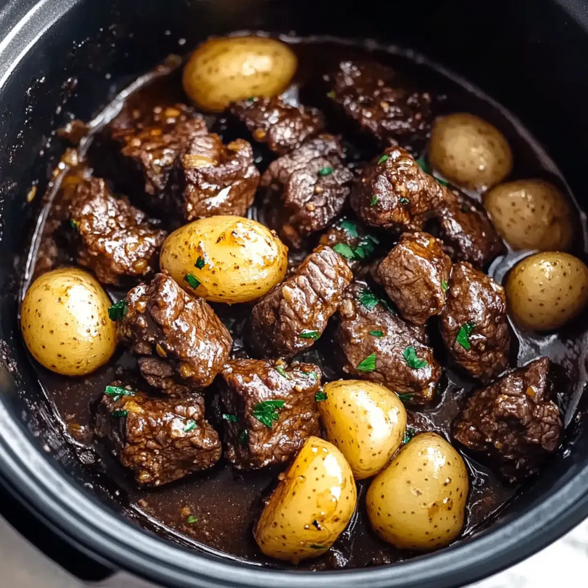 Slow Cooker Garlic Butter Beef Bites with Potatoes for Cozy Nights
