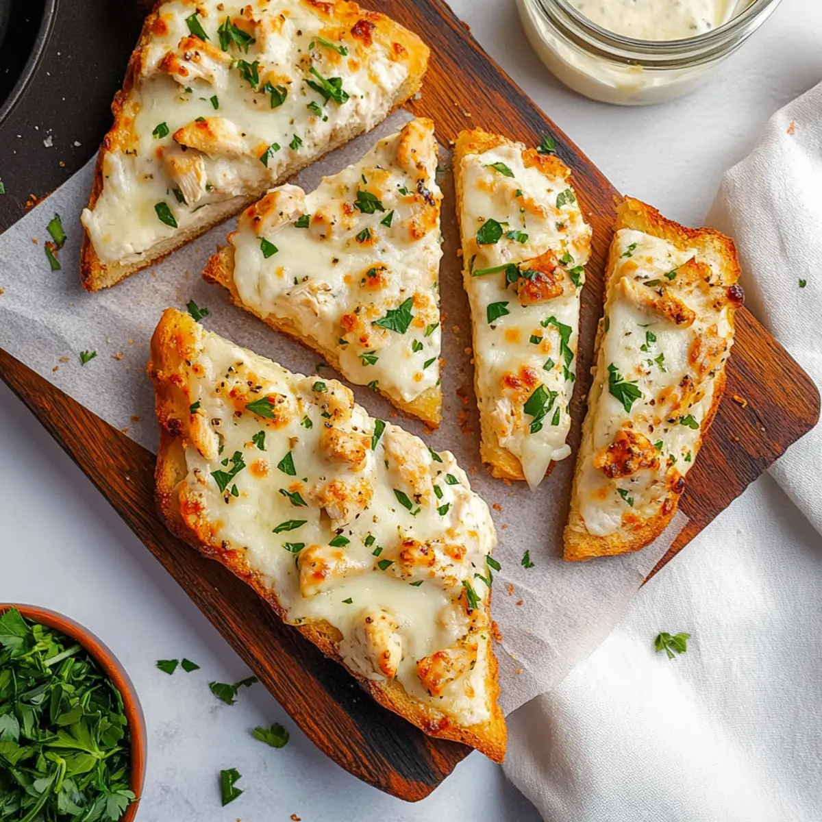 Creamy Chicken Alfredo Garlic Bread: Comfort in Every Bite