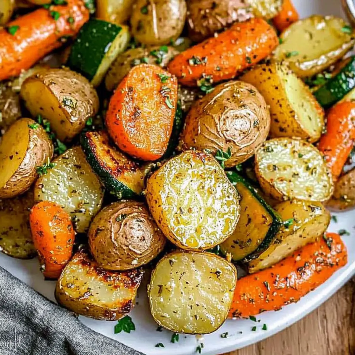 Garlic Herb Roasted Potatoes Carrots and Zucchini Bliss