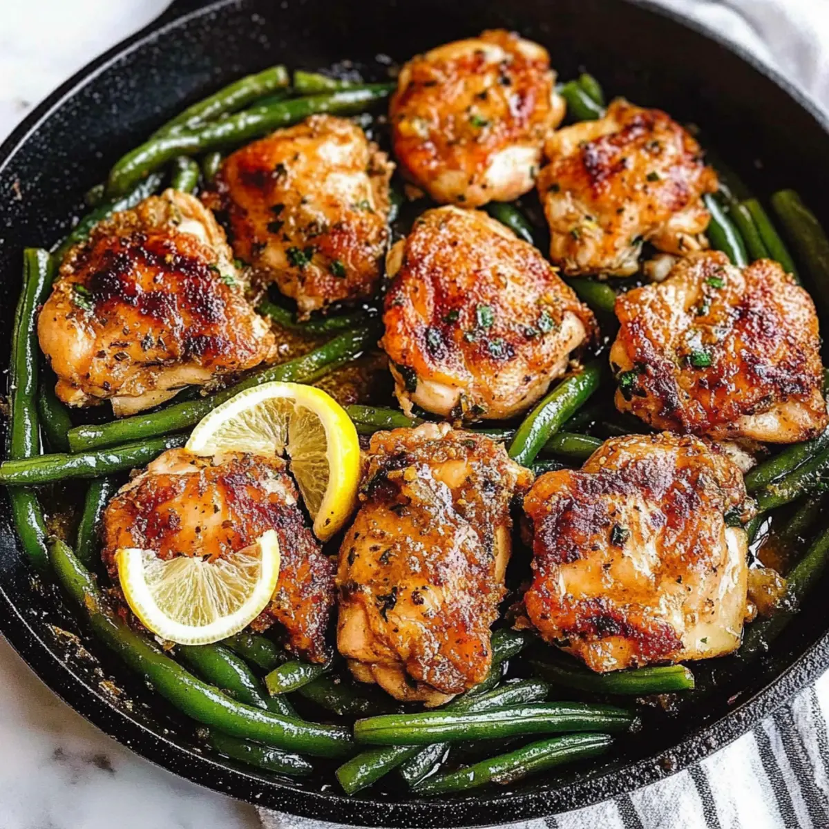 Lemon Garlic Butter Chicken and Green Beans Skillet Bliss