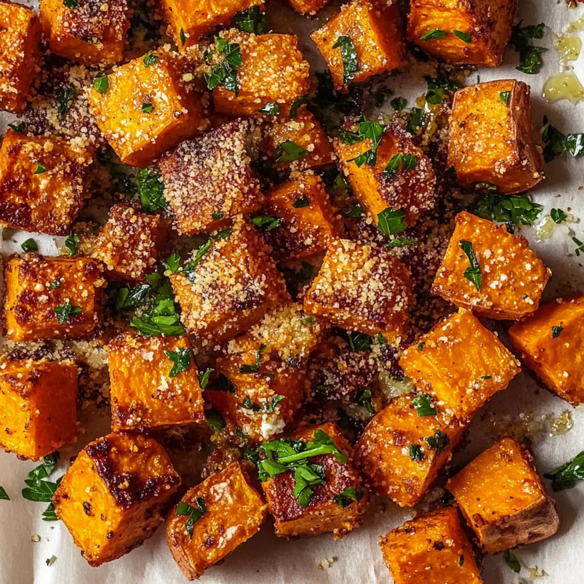 Garlic Parmesan Roasted Sweet Potatoes: Crispy Comfort Side