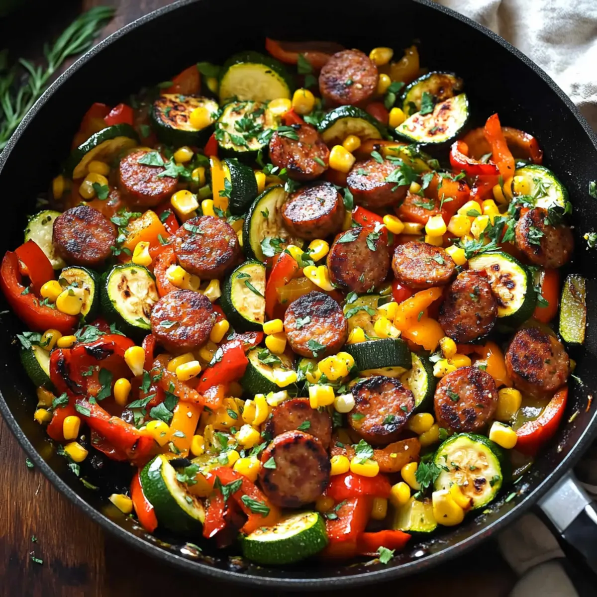 Sausage and Veggies Skillet: Quick, Colorful One-Pan Delight