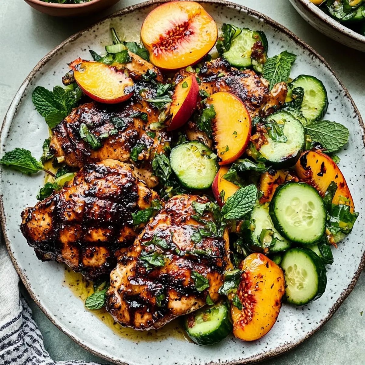 Grilled Honey Mustard Chicken with Peach Salad for Summer Bliss