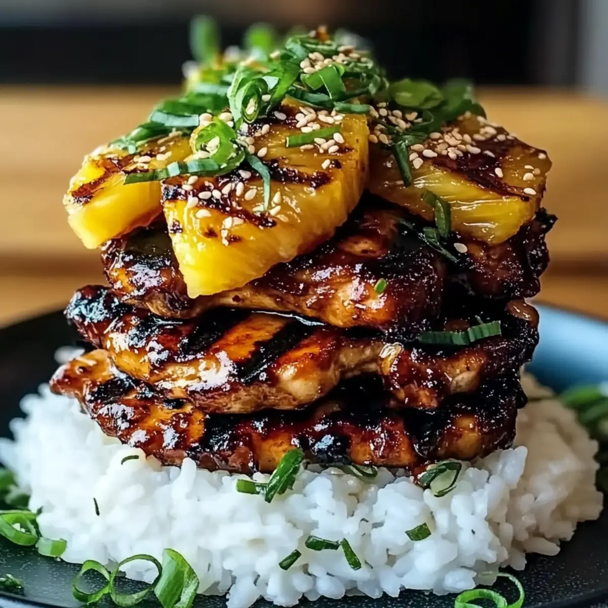 Tropical Hawaiian Huli Huli Chicken Stack for Family Fun