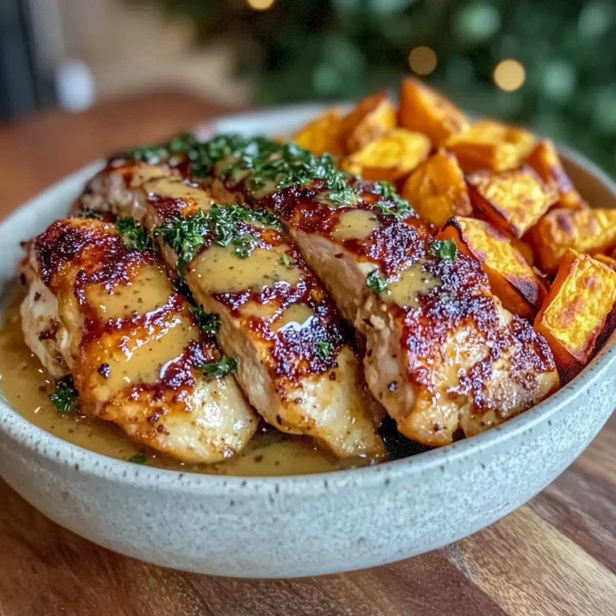 Cozy Maple Dijon Chicken Bowl with Sweet Potatoes Delight