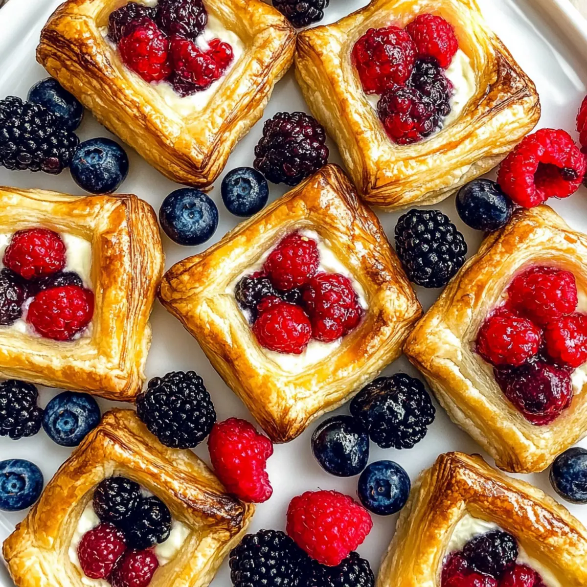 Delicious Cream Cheese Puff Pastry with Sweet Fruit Toppings