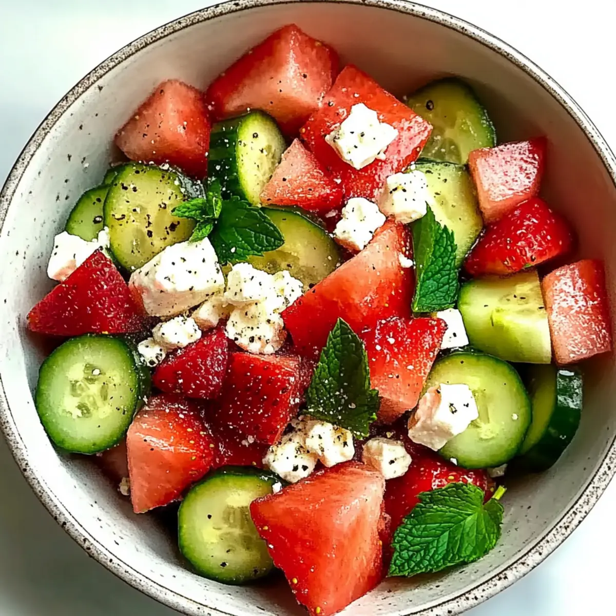 Refreshing Strawberry, Watermelon, Feta & Mint Cucumber Salad