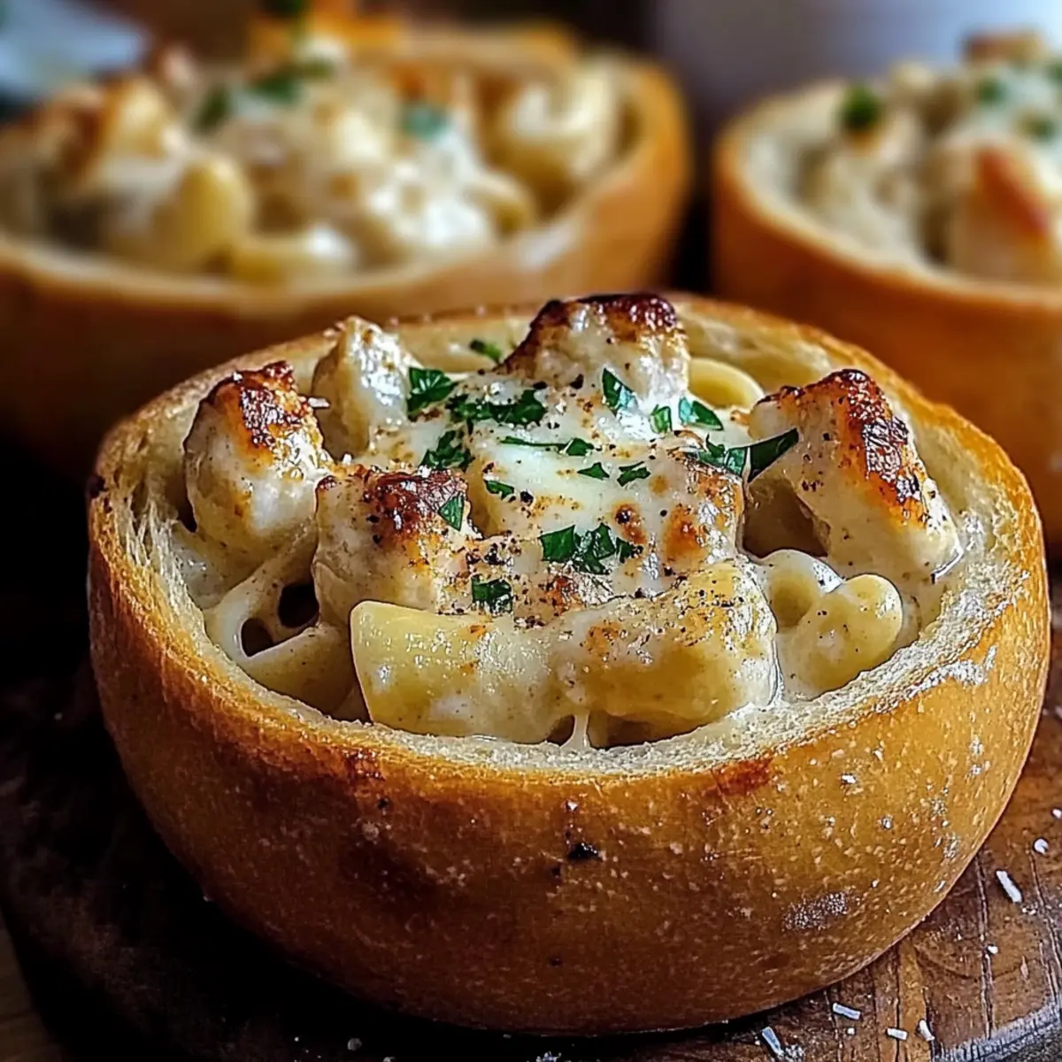 Savory Chicken Alfredo Garlic Bread Bowls You’ll Crave