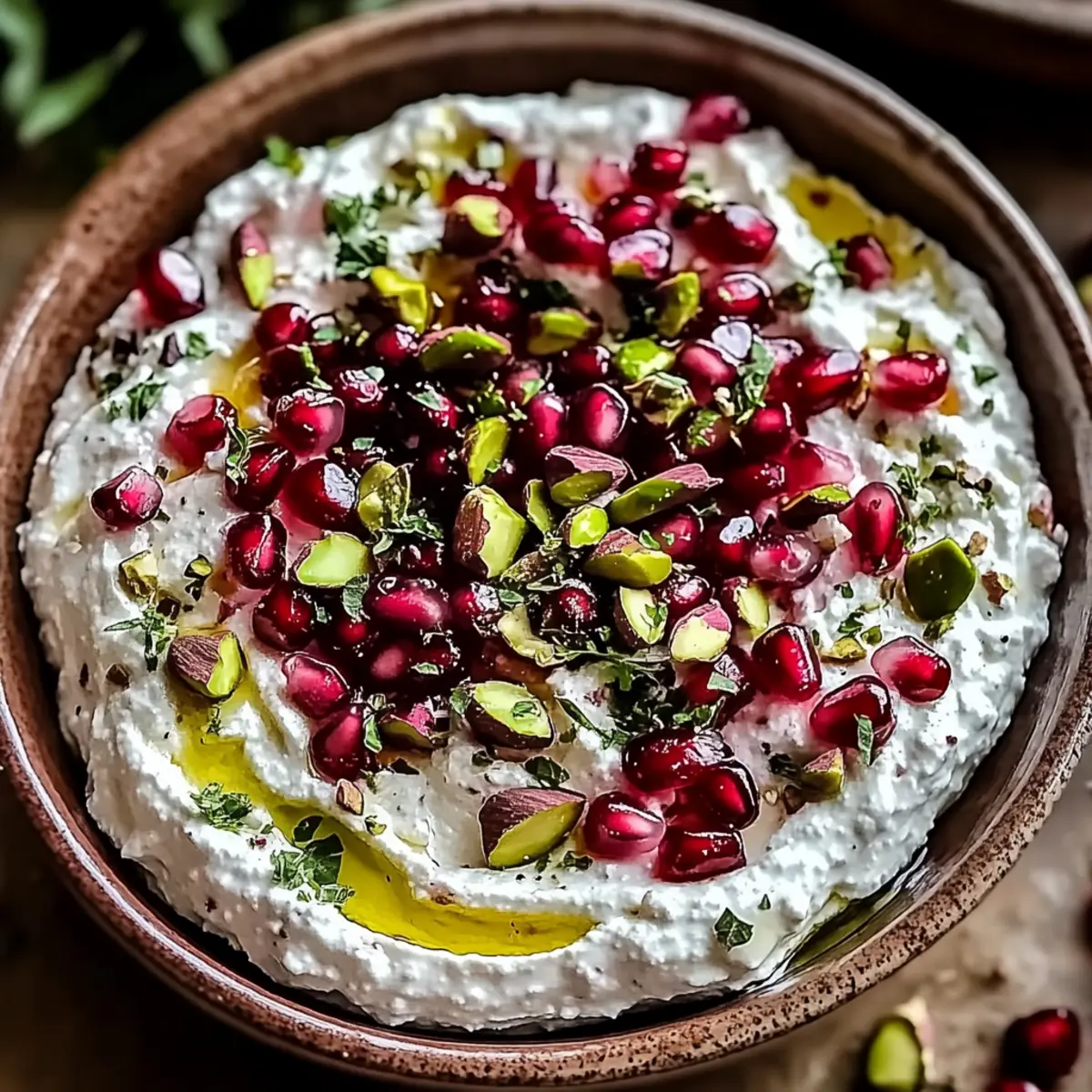Pomegranate Pistachio Whipped Feta Dip: Creamy Mediterranean Bliss