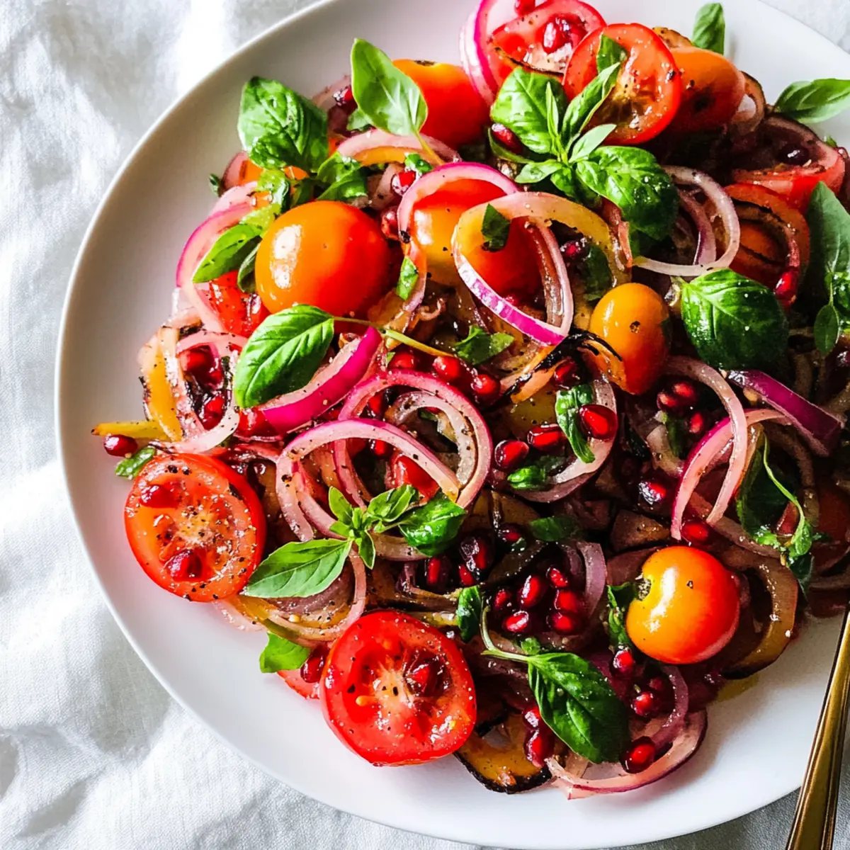 Zesty Tomato Pomegranate Salad with Black Lime Onions Delight
