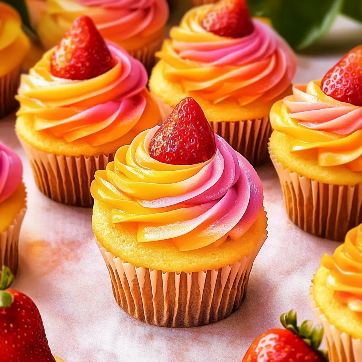 Mango Strawberry Sunset Cupcakes That Brighten Your Day