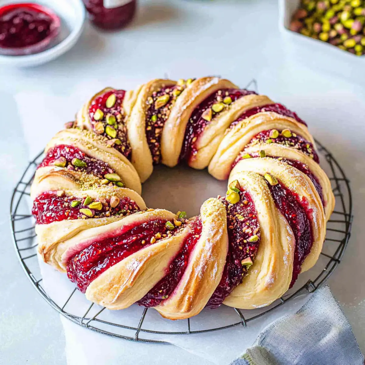 Raspberry and Pistachio Wreath Recipe: A Festive Vegan Delight
