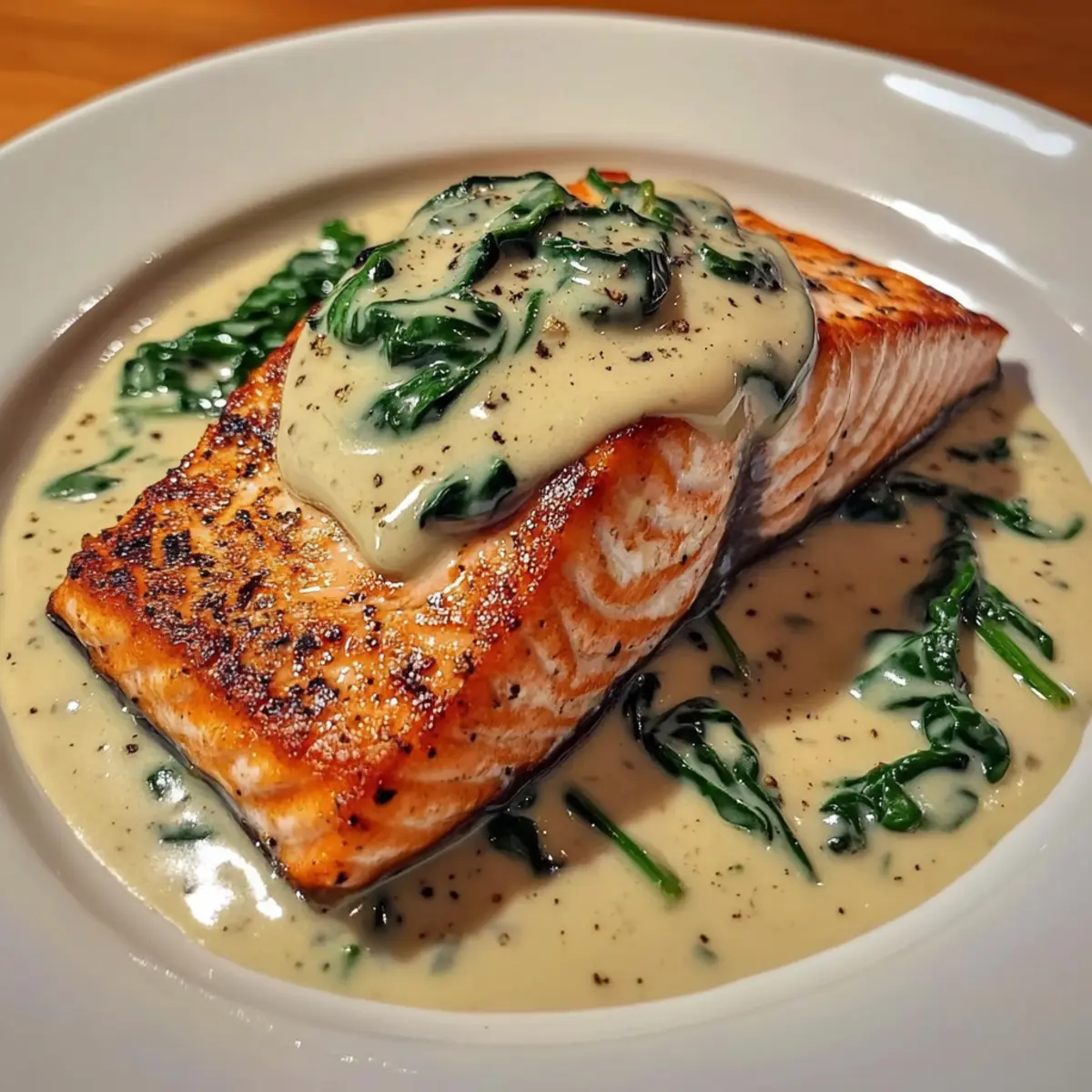 Savory Pan-Seared Salmon with Creamy Florentine Sauce Delight