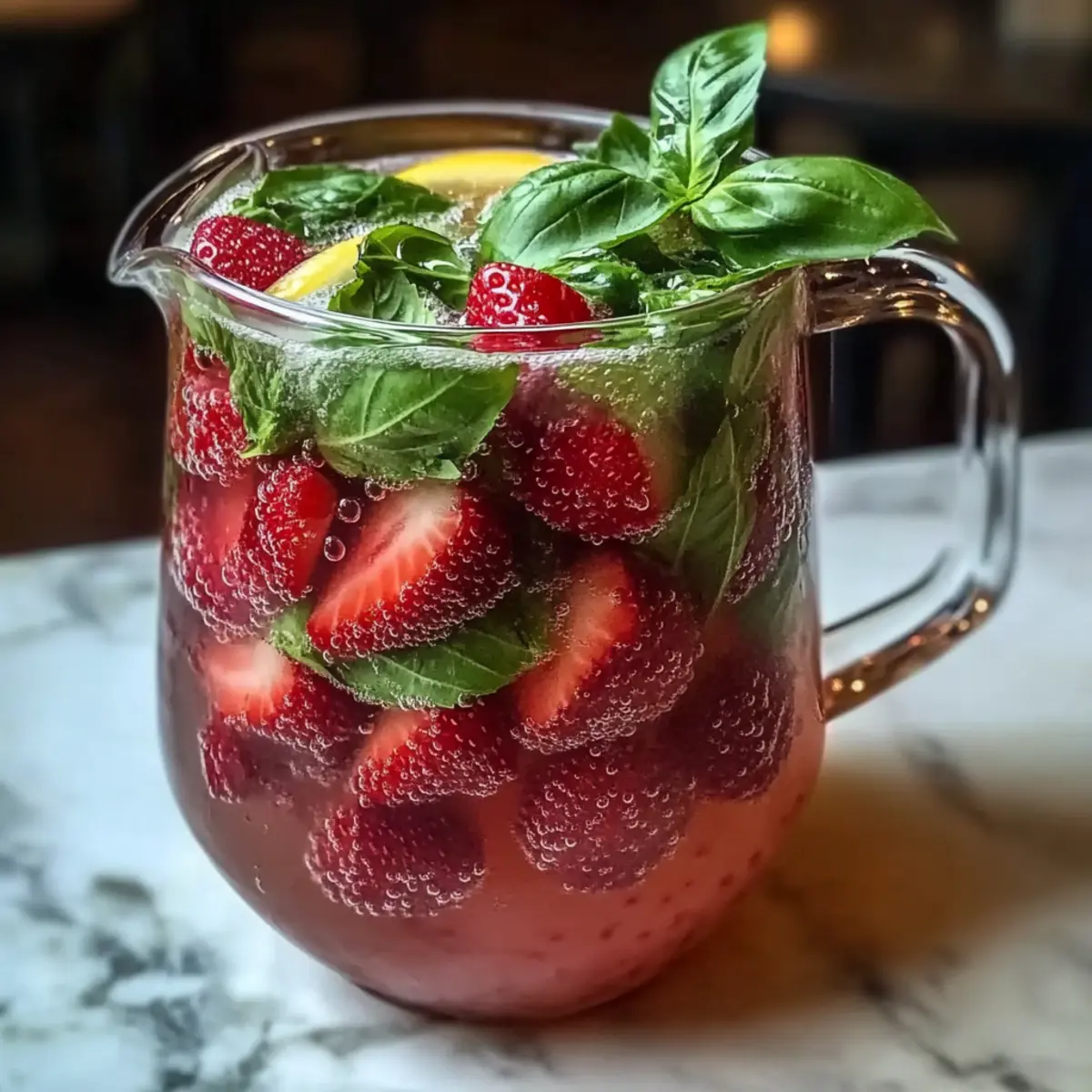 Strawberry Basil Lemonade Pitcher: Refreshing Summer Bliss