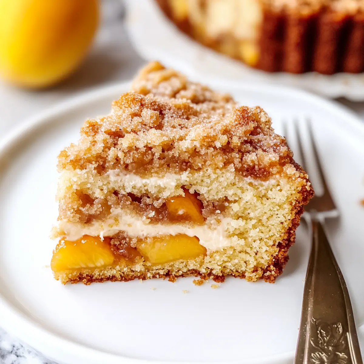 Irresistibly Moist Peach Coffee Cake with Vanilla Glaze