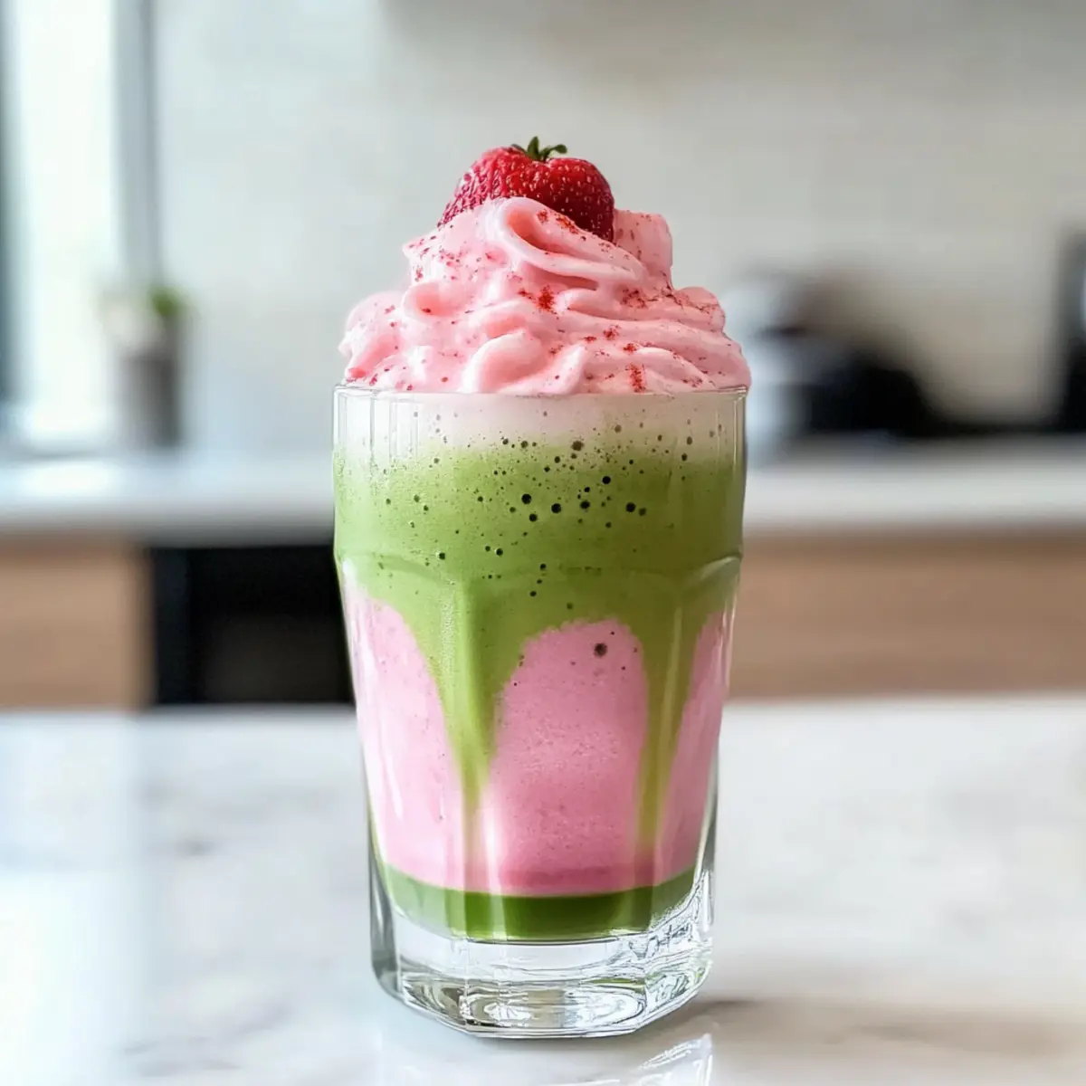 Iced Matcha Latte with Strawberry Cold Foam Bliss