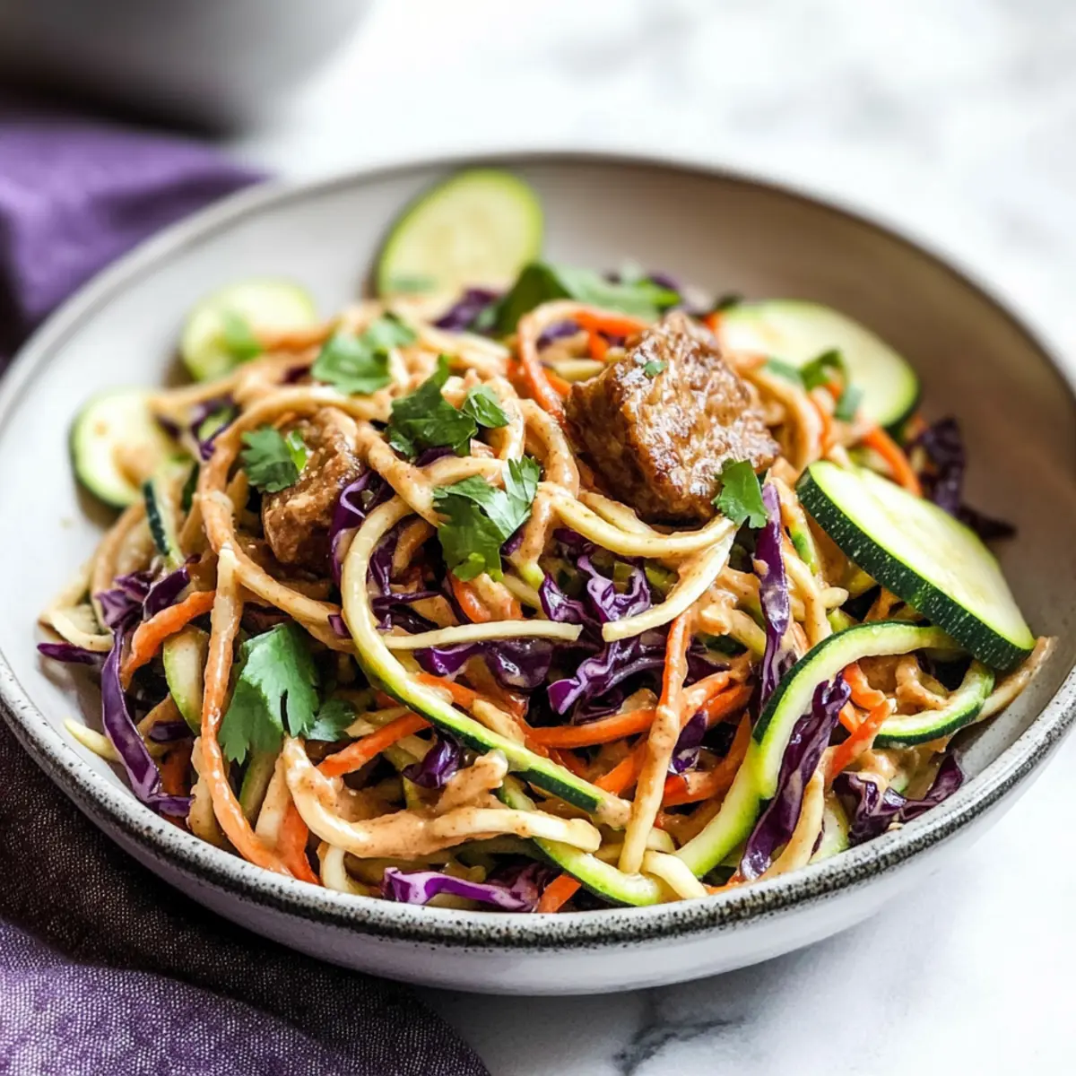 Zucchini Noodle Salad with Peanut Sauce for Fresh Flavor Boost