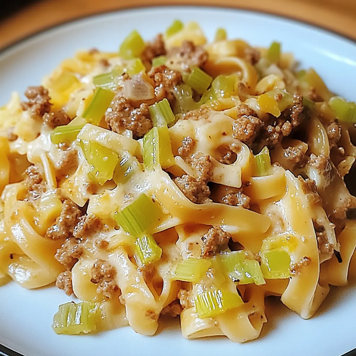 Creamy Kaese-Lauch Pasta mit Hackfleisch for Cozy Evenings