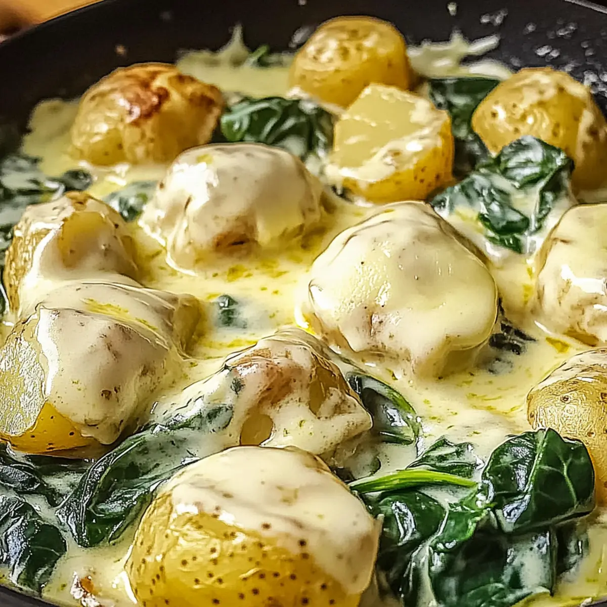 Spinach Potatoes with Cheese Cream Sauce: Comfort in Every Bite