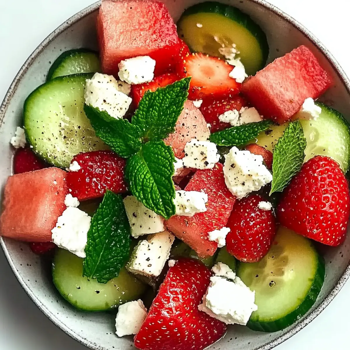 Strawberry, Watermelon, Feta & Mint Cucumber Salad Bliss