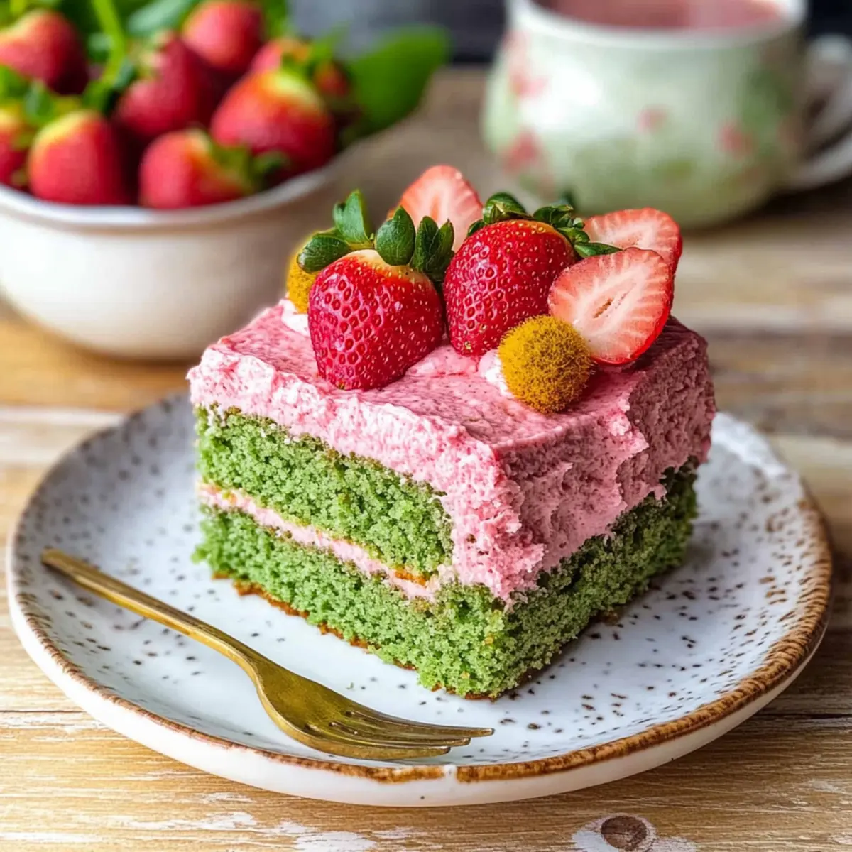 Indulge in a Strawberry Matcha Latte Cake Delight