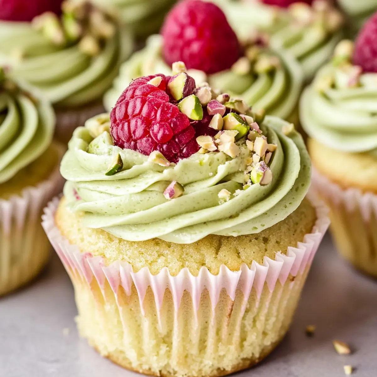 Pistachio Cupcakes with Raspberry Filling for Pure Bliss